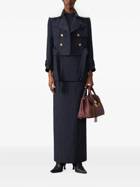 Decupat trenci Thom Browne de lână albastru