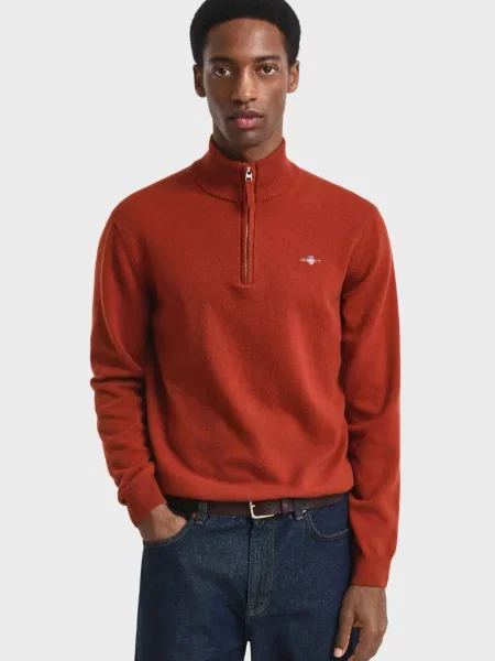 Светр Gant на півзастібці червоний