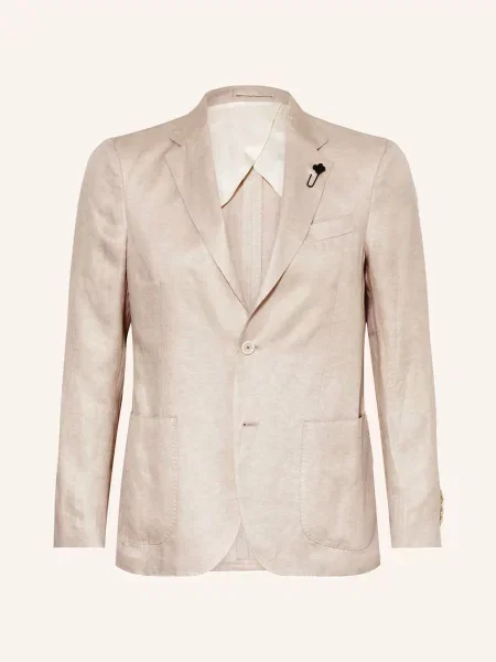 Lardini Oblekové Sako Extra Slim Fit Ze Lnu beige béžové