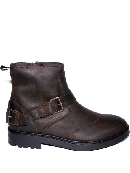 Botine Belstaff din piele cu cataramă cu bretele maro