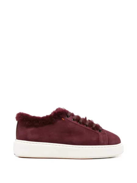 Sneakerși Santoni cu blană roșu
