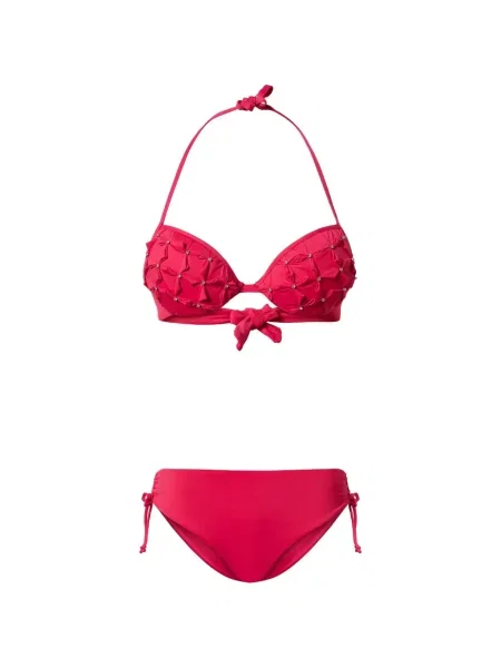 Bikini Twinset cu broderie push-up roz