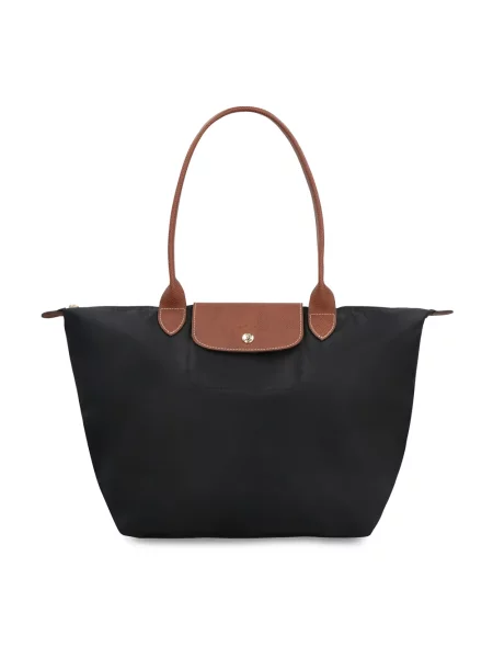Duża torebka skórzana Longchamp skórzana elegancka czarna