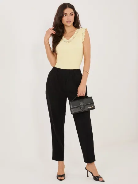 Pantaloni Rue Paris de catifea negru