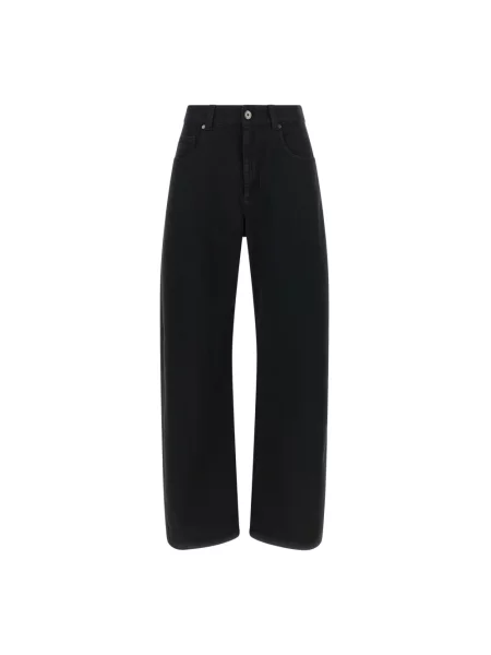 Jeansy Brunello Cucinelli z logo czarne