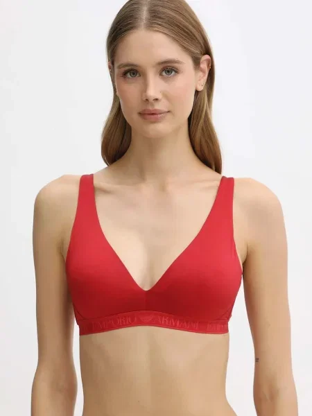 Сутиен Emporio Armani Underwear с изчистен дизайн червено
