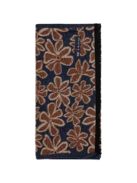 Fular Kiton de mătase cu model floral cu imagine albastru