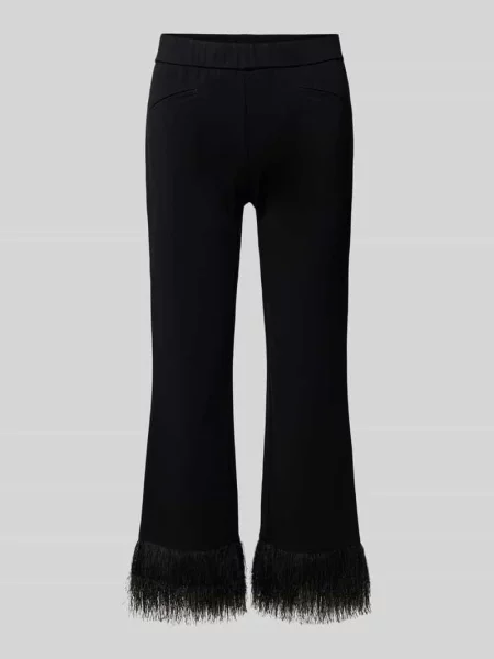 Spodnie o rozkloszowanym kroju z mieszanki z frędzlami Toni czarne