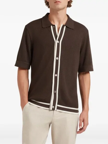 Tricou polo Ché cu dungi maro