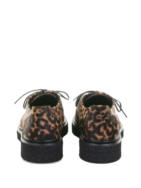 Pantofi derby Guglielmo Rotta cu șireturi cu model leopard din dantelă maro