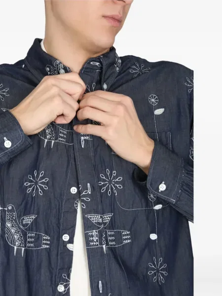 Cămașă Engineered Garments cu broderie albastru
