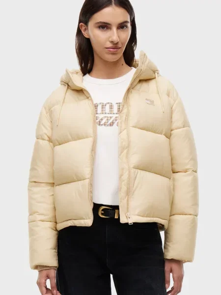 Джинсова куртка Tommy Jeans з капюшоном бежева