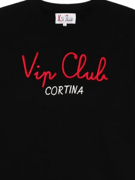 Pulover Mc2 Saint Barth cu broderie cu decolteu rotund negru