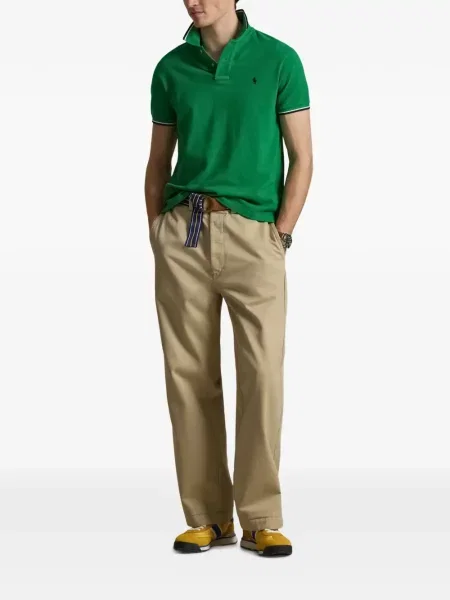 Pruhované stahovací šňůrka tričko Polo Ralph Lauren s autogramem modré