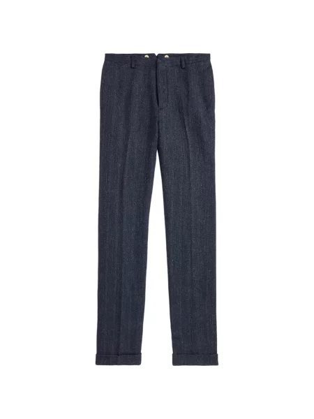 Pantaloni Ralph Lauren Rrl cu model herringbone albastru