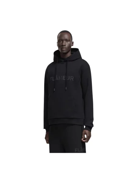 Bluza z kapturem Flâneur z kapturem z logo czarna
