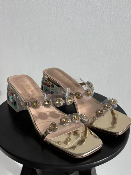 Sandale S. Barski de cristal alb