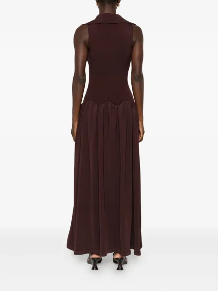 Rochie midi Self-portrait tricotate până la genunchi de costum maro