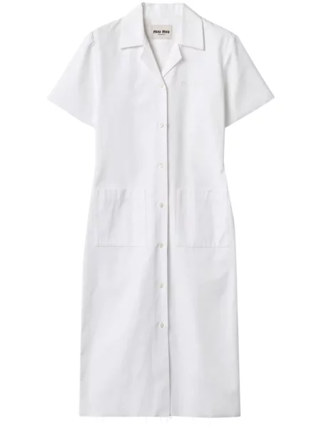 Rochie Miu Miu din poplin de costum maro