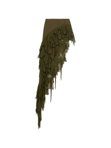 Fustă Blumarine cu volane asimetrică verde