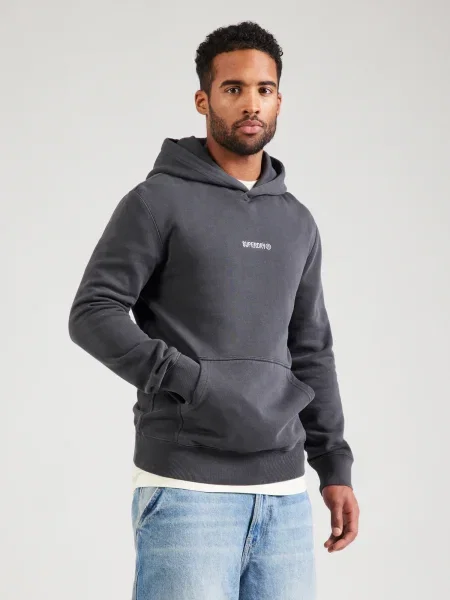Superdry Tréning póló sötétszürke fehér