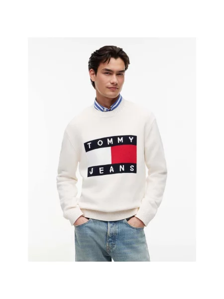 Pulover Tommy Jeans alb