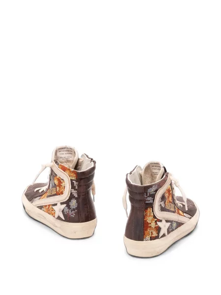 Кожаный топ Golden Goose бродиран кафяво