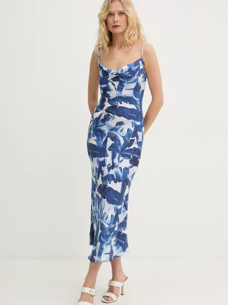 Guess білизняна сукня з віскозою AKILINA