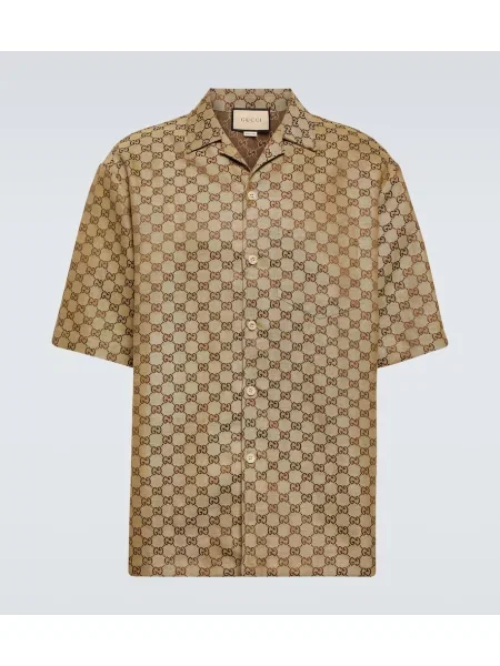 Lněná košile Gucci béžová