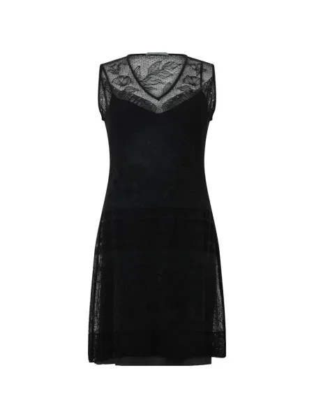 Rochie mini Alberta Ferretti fără mâneci din dantelă negru