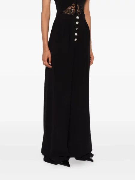 Pantaloni Nissa plisate de cristal negru