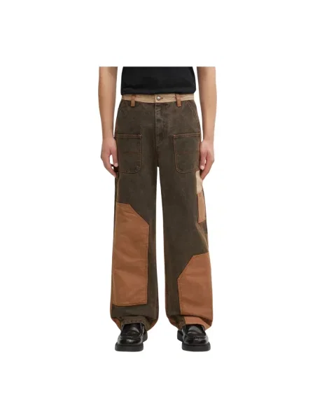 Andersson Bell jeansy Patchwork Carpenter Wide-Leg brązowe