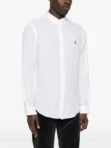 Λινό ριγέ polo Polo Ralph Lauren με κέντημα πράσινο