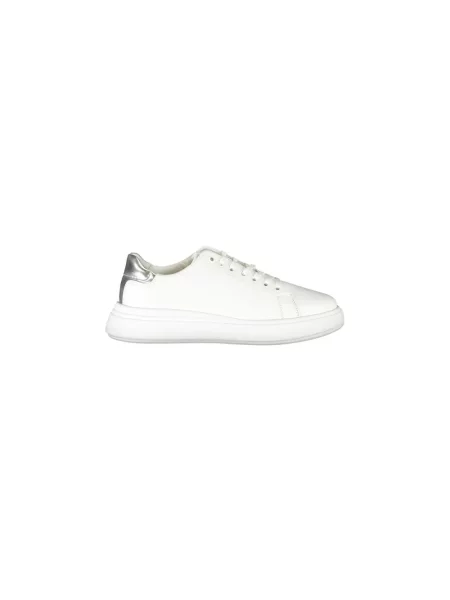 Sneakersy Calvin Klein skórzane z nadrukiem białe