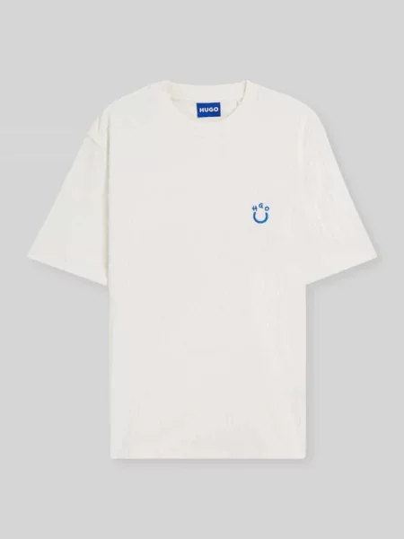 Damski t-shirt o kroju regular fit z froty Hugo Blue niebieska