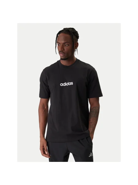 Adidas Póló Essentials Linear Regular Fit fekete