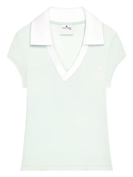 Tricou Courreges cu decolteu în V verde