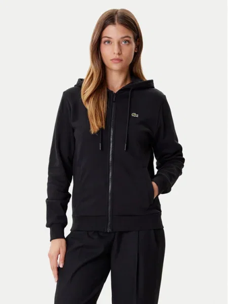 Суичър с качулка Lacoste с качулка черно