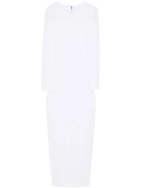 Rochie midi Maison Close din dantelă până la genunchi de costum alb