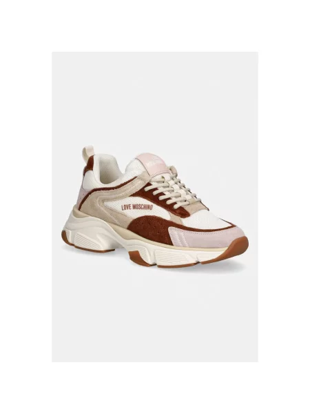 Sneakersy Love Moschino na platformie beżowe