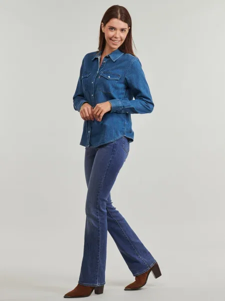 Džínsy so strihom ku čižmám Levi's s vysokým pásom modrá