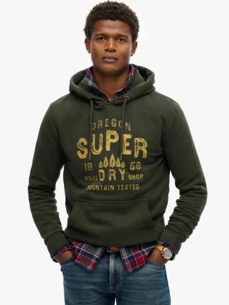Superdry Mikina kaki / olivová