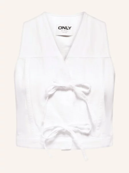 Only Krótka Kamizelka Jeansowa weiss biała