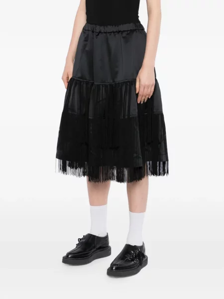 Fustă Comme Des Garçons Black cu franjuri negru