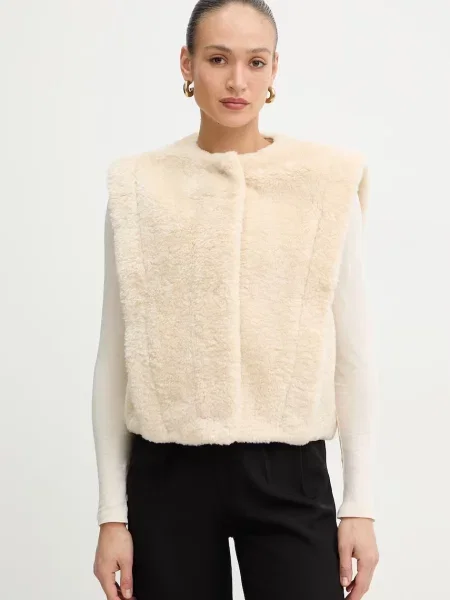 Kamizelka o kroju regular fit z imitacji futerka model ‘C_COSILA’ Boss Orange beżowa