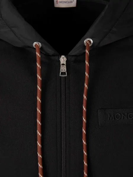 Ριγέ hoodie Moncler με αυτόγραφο μαύρο