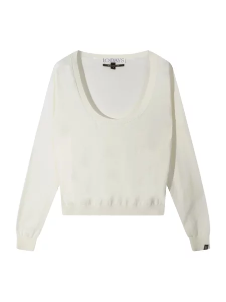 Dzianinowy sweter 10days z dekoltem w serek biały