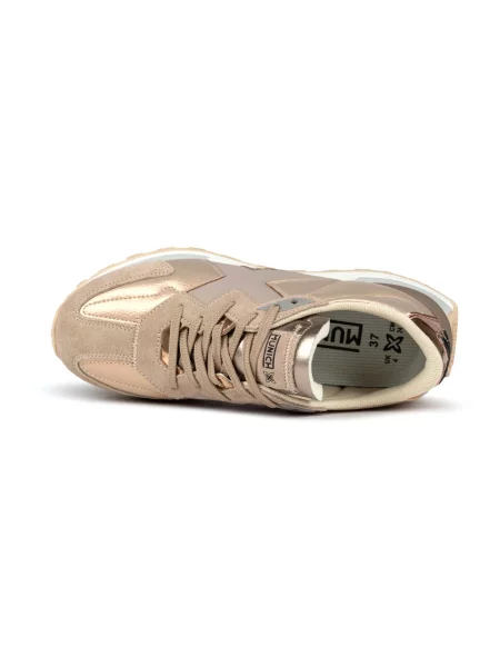 Sneakersy Munich na platformie brązowe