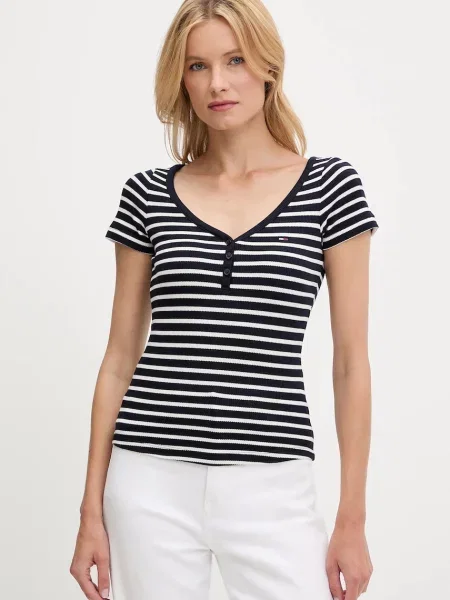 Тениска Tommy Jeans дамска тъмносиньо