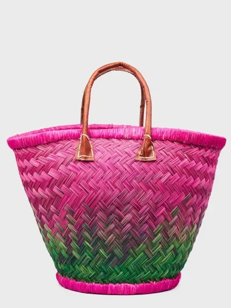 Le Comptoir de la plage Aravola Пляжна сумка Рожевий Солома зелена